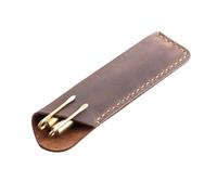 HYTROVE Estuche de Cuero Genuino para Bolígrafos Portalápices Vintage Hecho a Mano Tamaño Mediano Color Marrón Funda Protectora para Oficina Escuela y Uso Diario