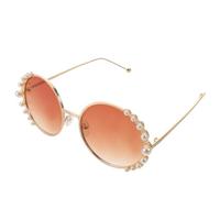 HYTROVE Gafas de Sol Vintage Decoración Verano y Perlas Elegantes para Mujeres, Protección Solar y Estabilidad bajo Luz, Montura Redonda de PC y Metal