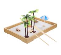 HYTROVE Kit de Decoración de Playa en Miniatura para Oficina y Yoga Resina y Bambú, Paisaje Oceánico DIY en Bandeja de Arena para Ambiente Relajante