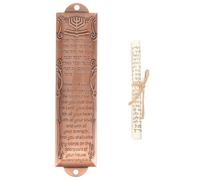 HYTROVE Mezuzá Metálica Vintage 132 Mm Color Rojo Cobre, Placa Religiosa Pergamino Sagrado, Decoración para Puerta, Símbolos Judíos y Mezuzá Judaica para Bendición del Hogar