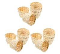 HYTROVE Mini Cesta Tejida de Bambú Redonda para Decoración de Primavera y Pascua, Organizador Portátil para Maquillaje y Almacenamiento Creativo, Pack de 15 Unidades