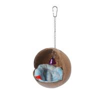 HYTROVE Nido para Pájaros y Loros Hecho a Mano de Cáscara de Coco, Cama Cálida y Resistente con Campana y Cojín, Fácil de Colgar para Jardín o Alféizar Color Aleatorio