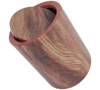 HYTROVE Papelera Redonda con Tapa Abatible de Plástico con Diseño de Veta de Madera, Capacidad Moderada y Uso Versátil para Cocina, Oficina y Hogar