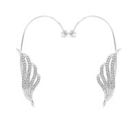 HYTROVE Pendientes de Puño de Oreja Gemas de Imitación y Alas en Aleación Plateada, Accesorios Delicados para Mujer Estilo Vintage y Decoración Elegante
