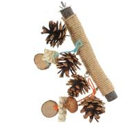 HYTROVE Percha de Madera Natural para Pájaros Juguete de Cuerda y Soporte para Descanso, Accesorio para Jaula de Loro Yaco y Ejercicio de Aves