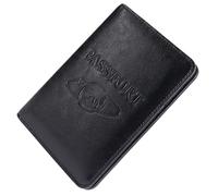 HYTROVE Porta Pasaporte Portátil Negro de Piel Genuina, Multifuncional y Fácil de Llevar, Bolsa Organizadora para Pasaporte y Cambios Adecuado para Viajar