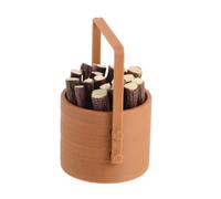 HYTROVE Set de Accesorios para Casa de Muñecas 1:12 con Cesto Leñero, Cubo de Ceniza y Leña de Plástico para Decoración Vintage en Sala y Escenarios en Miniatura