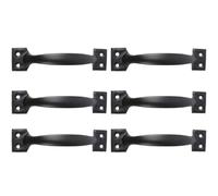 HYTROVE Tiradores de Hierro Negros Vintage para Puertas y Armarios, 6 Pulgadas, Paquete de 6 Piezas, Diseño Retro Acabado sin Rebabas para Muebles y Tocadores