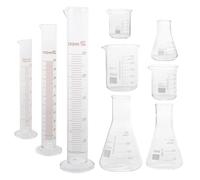 HYTROVE Vidrio para Laboratorio sin Fugas Laterales E Juego de 9 Piezas para Taza Medidora Precisa y Cilindro Graduado Educción Adecuado para Educación E Investigación Científica