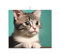 Hytter A Curious Cat Tapete absorbente para encimera de cocina: absorbente de agua, antideslizante, reversible con cordón para colgar 18 x 16 pulgadas