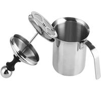 HYTTER - Espumador de leche manual de acero inoxidable, 400 ml para leche de doble capa, para capuchino y café con leche