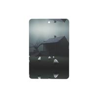 HYTTER Juego de 4 tarjetas de ambientadores rectangulares para coche, diseño de casa encantada de terror, juego de 4 rebanadas: tarjetas perfumadas colgantes para armario, baño, decoración interior de