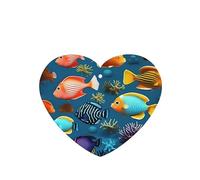 HYTTER Juego de 6 tarjetas ambientadoras para coche, diseño de pez de arrecife submarino, con forma de corazón, para colgar en el armario, baño, decoración interior del coche