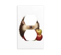 HYTTER Little Hedgehog who Loves to eat Apples Printing Panel de pared de doble enchufe eléctrico placa de cubierta de enchufe eléctrico decoración duradera 4.5 x 2.75 pulgadas