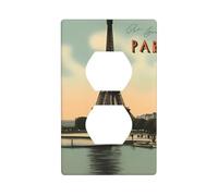 HYTTER Paris - Placa de pared con impresión de postal vintage de doble zócalo, placa de cubierta de enchufe eléctrico, decoración duradera, 4.5 x 2.75 pulgadas