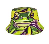 HYTTER Sombrero de pescador con estampado de rana en un estanque para adultos: ligero, transpirable y plegable, adecuado para actividades al aire libre, color negro