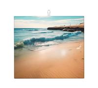 Hytter Tapete absorbente para encimera de cocina con paisaje de playa: absorbente de agua, antideslizante, reversible con cordón para colgar 45,7 x 40,6 cm