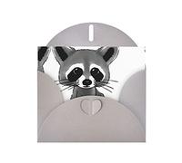 HYTTER Tarjeta de felicitación de papel perlado de mapache con dibujos animados grises, perfecta para Navidad, cumpleaños y más. 4 x 6 pulgadas