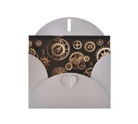 HYTTER Tarjeta navideña de papel perlado con engranajes mecánicos Steampunk grises, tarjeta de felicitación perfecta para Navidad, día de San Valentín, aniversario de boda y más