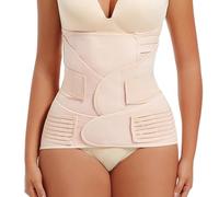 Hyuceng 3 en 1 Faja Postparto, Cinturón Post Parto de Pelvis de Banda de Envoltura de Vientre, Cinturón Abdominal Mujer, Fajas de Recuperación Cesarea para Vientre Cintura Pelvis (Beige, XX-Large)