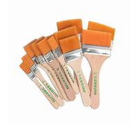 Hyuduo Cepillo de Pintura de Cabello Plano, Cepillo para el Cabello de Nylon con Tenedor de Pluma de Madera, Kit de de Pintura de 12 Piezas para Al óleo, Bricolaje, Limpieza y Extracción de Polvo