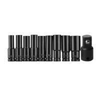 Hyuduo Conjunto de Zócalo de Impacto Profundo Tamaños Métricos Métricos Conjunto de Zócalo de 10 Piezas, Adaptador de Enchufe de Impacto Profundo de 1/2 Pulgada, Adaptador de Enchufe de Acero Hex