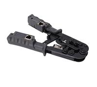 Hyuduo Engarzadora de Cables de Datos Modular con Trinquete, Cortador Pelacables de Acero con Alto Contenido de Carbono para RJ45 RJ11 RJ12 4P 6P 8P, con Probador de Cables para Técnicos