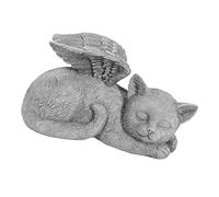 Hyuduo Estatua Conmemorativa de Mascotas, Escultura de Jardín de ángel Durmiente Tallada a Mano para Decoración Conmemorativa de Mascotas, Recuerdo Atemporal para Dueños de en Duelo (Gato ángel)