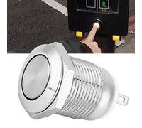 Hyuduo Interruptor de Botón de Metal Interruptor de Botón Momentáneo de Acero Inoxidable 12 Mm 1NO 2 Pines Reinicio Automático a Prueba de Agua para Panel de Control Equipo Electrónico Uso de