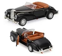 Hyuduo Juguete Roadster Clásico de Aleación, Vehículo en Miniatura con Funciones de Luz y Sonido, Modelo de Coche con Pilas de 5 Pulgadas para Juego Imaginativo de Niños (Black)