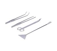 Hyuduo Kit de Herramientas para Acuario, Juego de Limpieza 4 en 1 de Aleación de Aluminio para Aquascaping con Pinzas Rectas y Curvas para Plantas de Agua Dulce y Salada