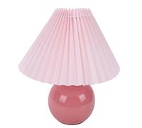 Hyuduo Lámpara de Mesa Plisada de Cerámica LED Nórdica, Lámpara de Mesita de Noche Moderna con Pantalla de Tela Plisada Suave para Decoración de Dormitorio, Sala de Estar y Bar (PINK)