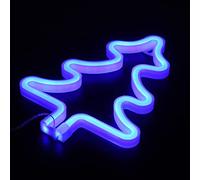 Hyuduo Letrero de Neón Led, Luz de Neón Para Árbol de Navidad, Lámpara de Pared Novedosa Con 2 Métodos de Alimentación Para decoración de Fiesta de Navidad(Azul),lámpara de pared