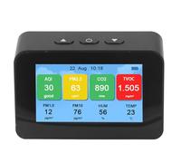 Hyuduo Monitor de Calidad del Aire, Detector LCD CO2 PM2.5 PM1.0 PM10 con Pantalla de Tiempo, Probador de Calidad del Aire Recargable Micro USB 3000 MAh para Uso en Interiores y Oficinas en el Hogar
