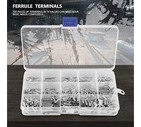 Hyuduo Terminales de 700 Piezas, 14 Valores Kit de Surtido de Terminales de Cobre No Aislados para Conexión Eléctrica, Cable y Cable, Excelente Opción para AWG con Resistencia Al Fuego,