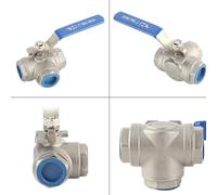 Hyuduo Válvula de Bola Bidireccional de Acero Inoxidable, Válvula Duradera de Tres Vías para de Aceite y Agua, Rosca Hembra Tipo L DN25 de 1 Pulgada