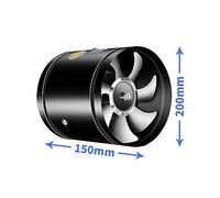 Hyuduo Ventilador de Conducto de Refuerzo en Línea Extractor de Ventilación de Ruido Ultrabajo de 6 Pulgadas con Motor de Alambre de Cobre para Sótanos Baños Cocinas Talleres 150x150 Mm (8 pulgadas