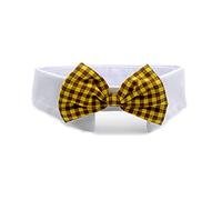 HYUIND Pajarita Formal Ajustable for Mascotas, Collar for Perros y Gatos, Esmoquin for Mascotas, Disfraz de Boda, Pajarita for Gatitos y Gatos, Pajarita for Cachorros(Yellow Plaid,S)
