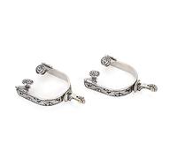 HYUMTODE 2 Piezas de espuelas para Botas de Caballo de Vaquero Occidental de Acero Inoxidable con patrón Exquisito y Engranaje Suave para competiciones ecuestres, Entrenamiento de Doma y en