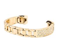 HYUMTODE Pulsera de acero inoxidable para mujer con diamantes de imitación, pulsera de acero inoxidable compatible con Fitbit, decoración de muñeca ajustable para uso diario y como regalo (Oro)
