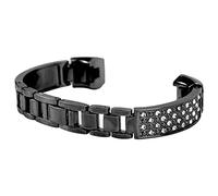 HYUMTODE Pulsera de acero inoxidable para mujer con diamantes de imitación, pulsera de acero inoxidable compatible con Fitbit, decoración de muñeca ajustable para uso diario y como regalo (Negra)