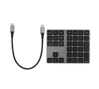 HYUMTODE Wireless Number Pad BT Numeric Keypad 34 Key, Bluetooth Keyboard with Dual USB 3.0 HUB Type - C, Aluminum Alloy Keypad for Android macOS, Compact Keypad for Office Home Use (Negra)