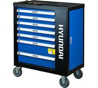 HYUNDAI Carro de Herramientas con 297 Piezas para Taller Profesional - Carro de Herramientas con 7 Cajones y Cierre con Llave - Organizador para Herramientas con Llave de Carraca y Chasis de Acero