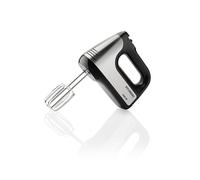 HYUNDAI HM708 - Batidora de mano (5 velocidades, 2 varillas de acero inoxidable y gancho para amasar, 400 W, interruptor de impulso, acero inoxidable/negro)