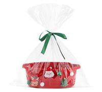 Hyunlai Kit de cesta de regalo, cesta de regalo vacía con cintas y bolsas de celofán, cestas de almacenamiento tejidas con Papá Noel, alce, árbol de Navidad, regalos para baby shower, boda, cumpleaños