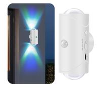 Hyunlai Lámpara de pared LED inteligente activada por movimiento con degradado de color, lámpara nocturna inalámbrica recargable, iluminación regulable para interiores y exteriores, para dormitorio