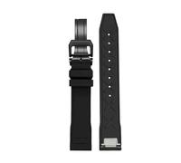 HYUOIND Compatible con correa de reloj de caucho IWC FKM Pilot Timing Mark Little Prince, pulsera de caucho fluorado azul for hombre, correa de reloj de liberación rápida(A-black-black,20mm)