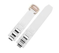 HYUOIND Compatible con la Correa de Reloj de Silicona Convexa del Siglo XXI de Cartier. Los Accesorios de Cadena de Reloj en Blanco y Negro Son adecuados for Correas de 20 x 10 mm.(White Rose Gold)