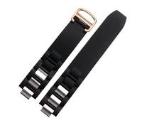 HYUOIND Compatible con la Correa de Reloj de Silicona Convexa del Siglo XXI de Cartier. Los Accesorios de Cadena de Reloj en Blanco y Negro Son adecuados for Correas de 20 x 10 mm.(Black Rose Gold)