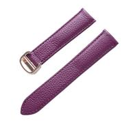 HYUOIND Correa Correa de reloj de cuero suave con patrón de lichi compatible con la correa for hombres y mujeres Cartier SOLO London(Purple rose buckle,18mm)